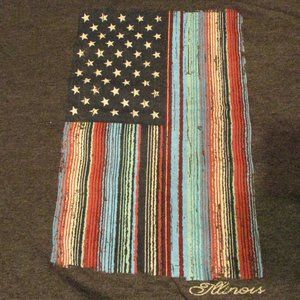 Duck Company Illinois U.S. American Flag Souvenir Gray Graphic Tee Mens T-Shirt
